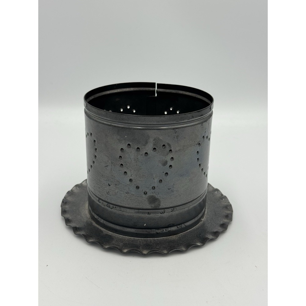 Punched Pierced Tin Candle Holder Primitive Folk Country Heart 4" tall